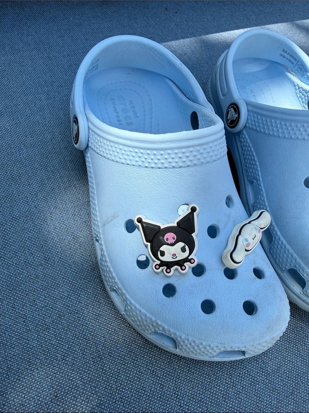CROCS Kids Light Blue Clogs with Character Jibbitz